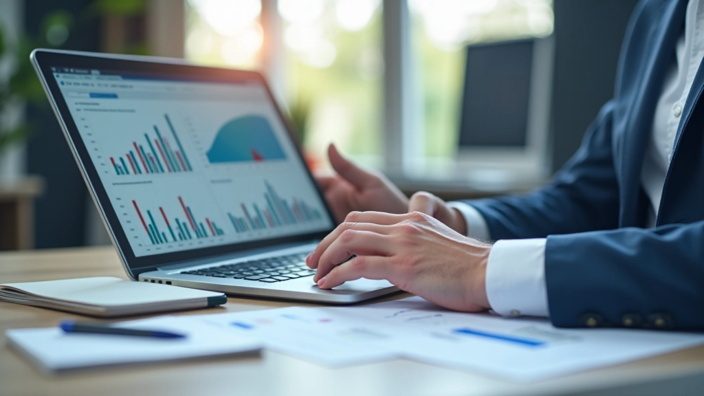 Graf s vzestupnou linkou obchodu a tabulkami ekonomických dat