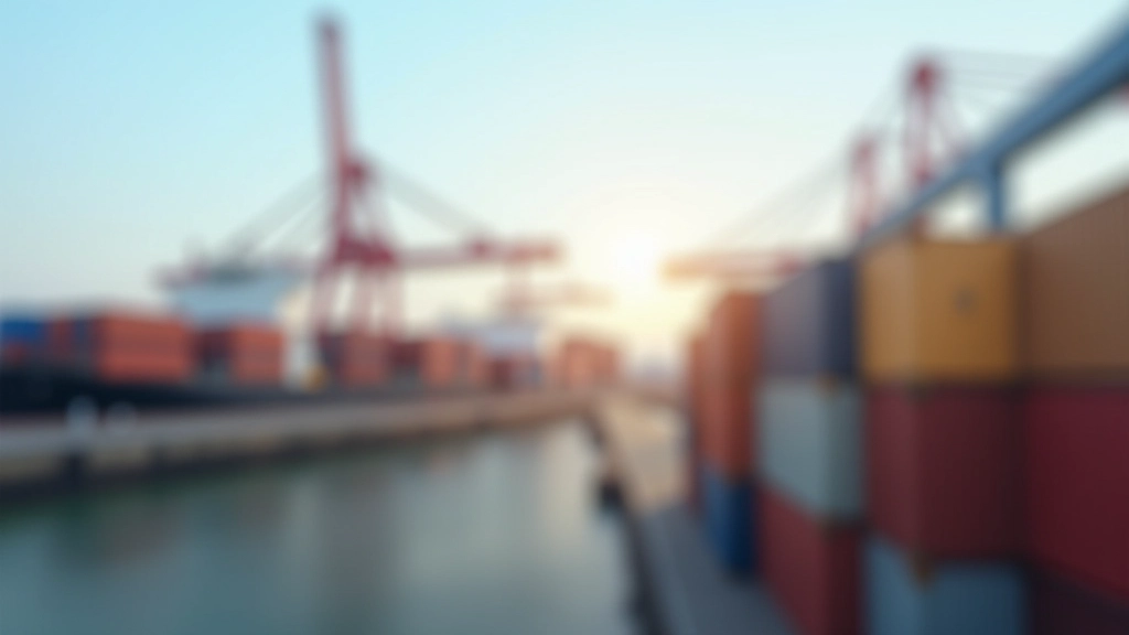 Nákladní přístav s kontejnery a jeřáby, lodi se zboží z různých zemí