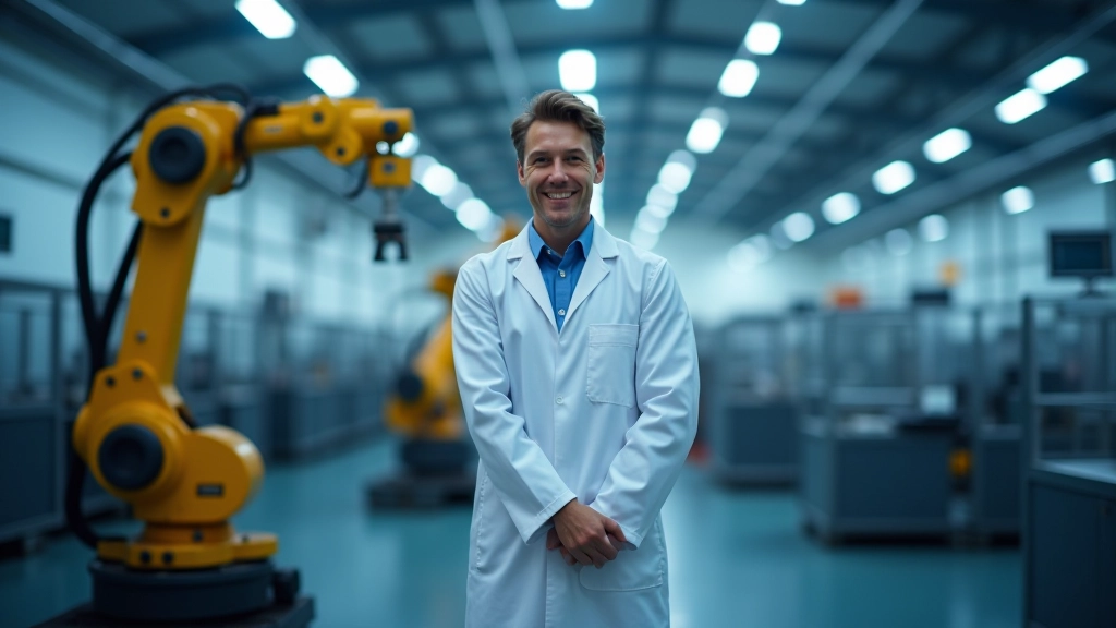 Moderní průmyslová hala s pokročilou technologií a robotickými linkami